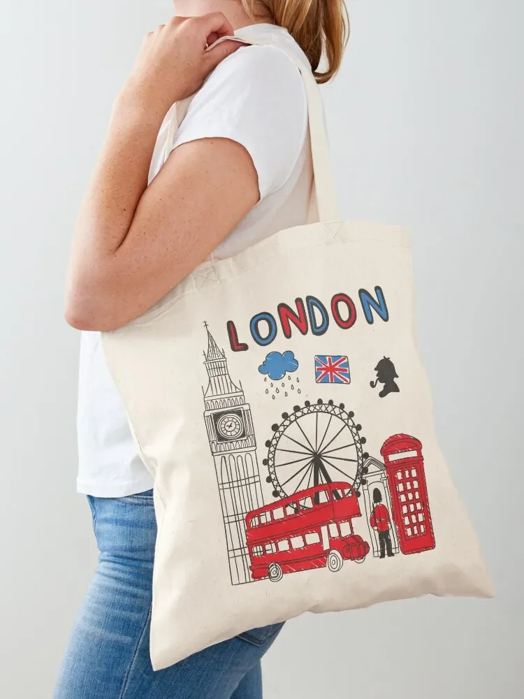 London Bridge United Kingdom Pride British Souvenir UK Bus Big Ben Gift Tote Bag Eco bag shopping bags foldable women bag