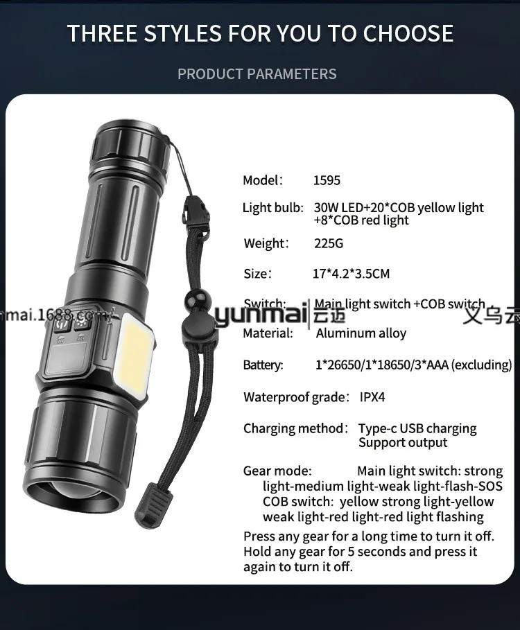 

COB Zoom Flashlight - Wide Flood to Focused Beam for Home, Camping & Emergency