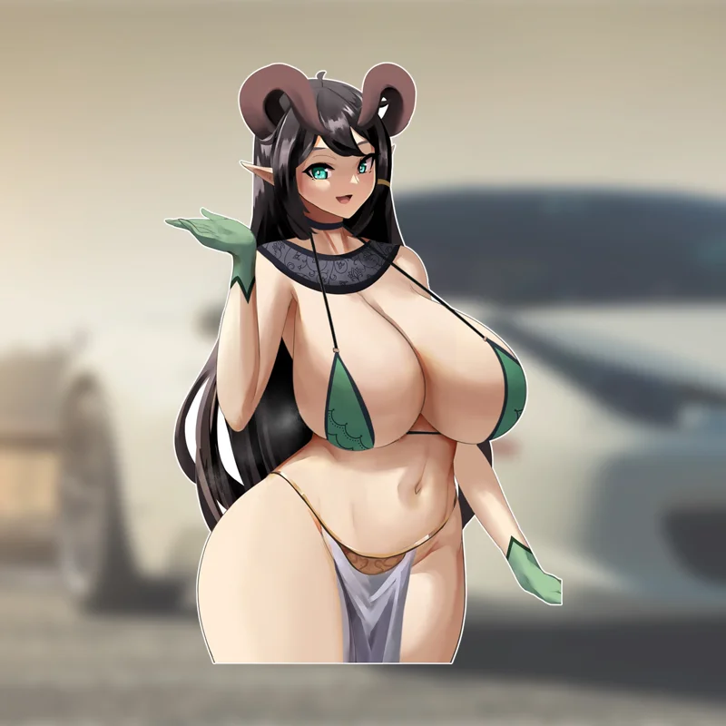 

EARLFAMILY Hentai Breasts Sexy Devil Anime Girl Car Sticker Hentai Helmet NSFW Sexy Decal Air Conditioner Creative RV Graphics