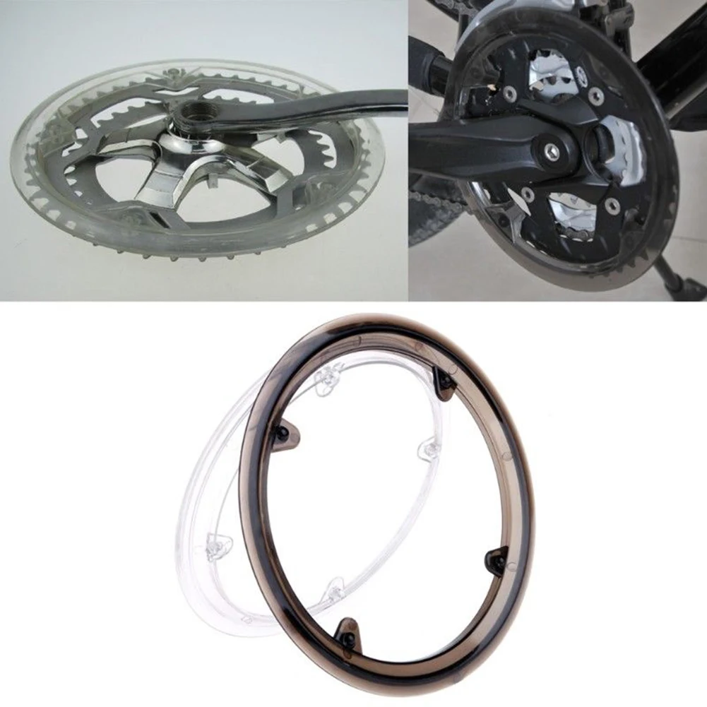 42T MTB Bicycle Bike Crankset Chain Wheel Cover 4 Holes Guard Protector 9.7-10.7 Black Black Hollow Transparent Brown