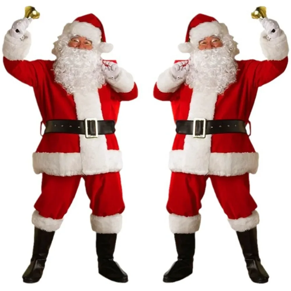 Santa Claus Costume Adult Male Golden Velvet Santa Claus Costume Halloween Performance Costume Anime Cosplay
