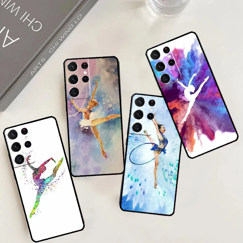 Gymnastics Oil Painting Case For Samsung Galaxy S24 Ultra S22 S23 Plus Note 10 Note 20 S8 S9 S10 S20 S21 FE Cover