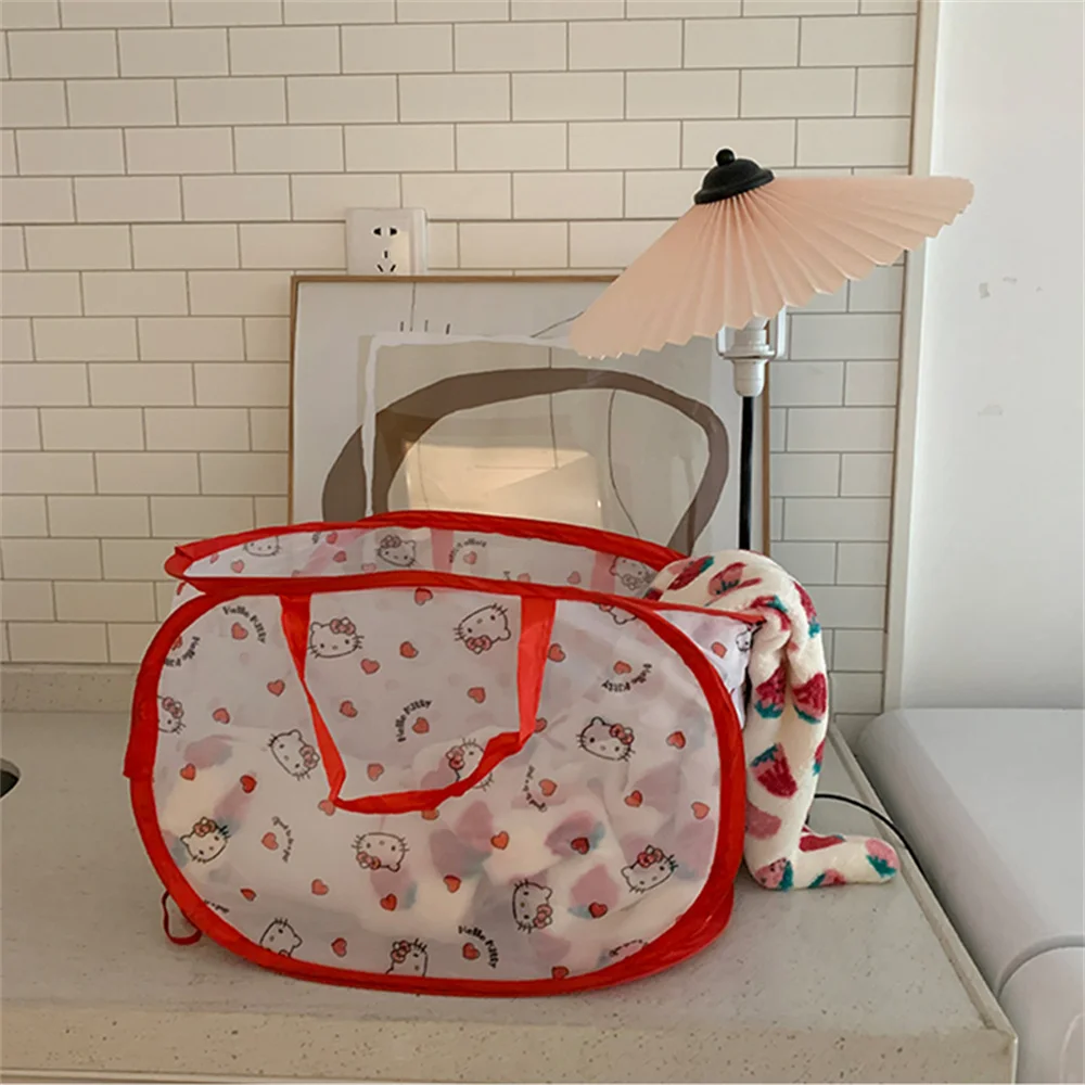 Kawaii Hello Kittys Laundry Basket Household Foldable Clothes Storage Basket Dirty Clothes Storage Box Creative Practical Basket image 3