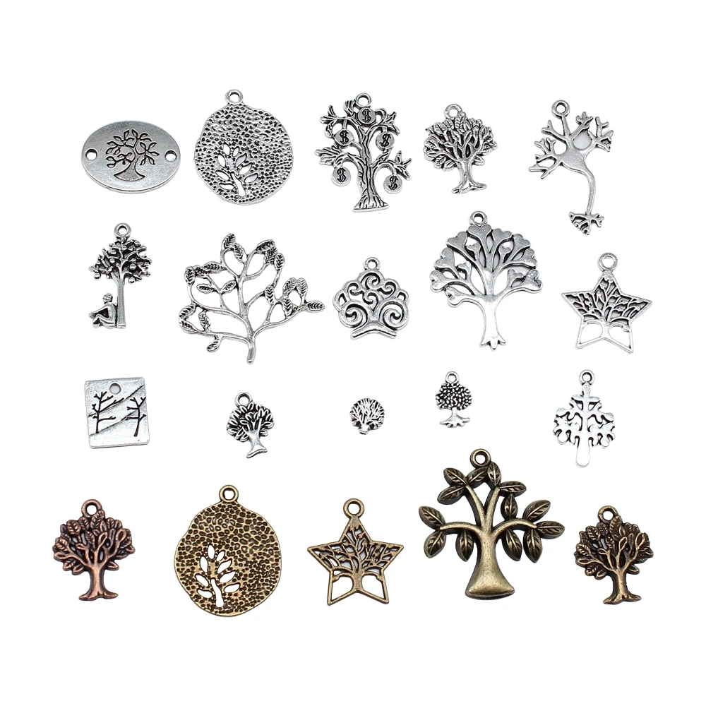 10pcs Tree Charms For Jewelry Making Pendant DIY Handmade Craft For Necklace Making Keychain Making