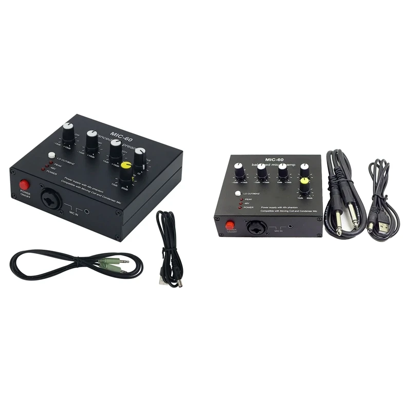 

MIC-60 3-Band Equalizer Balanced Mic Preamp Microphone Preamplifier With DC Cable And Cable