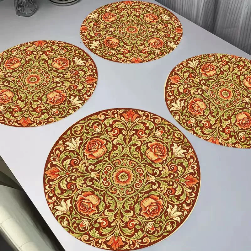 VIKAMA Light Purple Watercolor Linen Placemats, Heat Resistant Waterproof Washable for Dining Table Home Decor