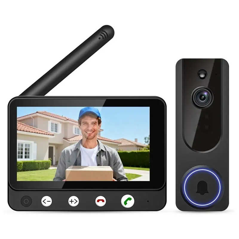 

FEDI-Wireless Doorbell Camera With 4.5" Screen, Video Intercom System 655Ft Range, 2-Way Audio, Night Vision, Cloud Storage Talk