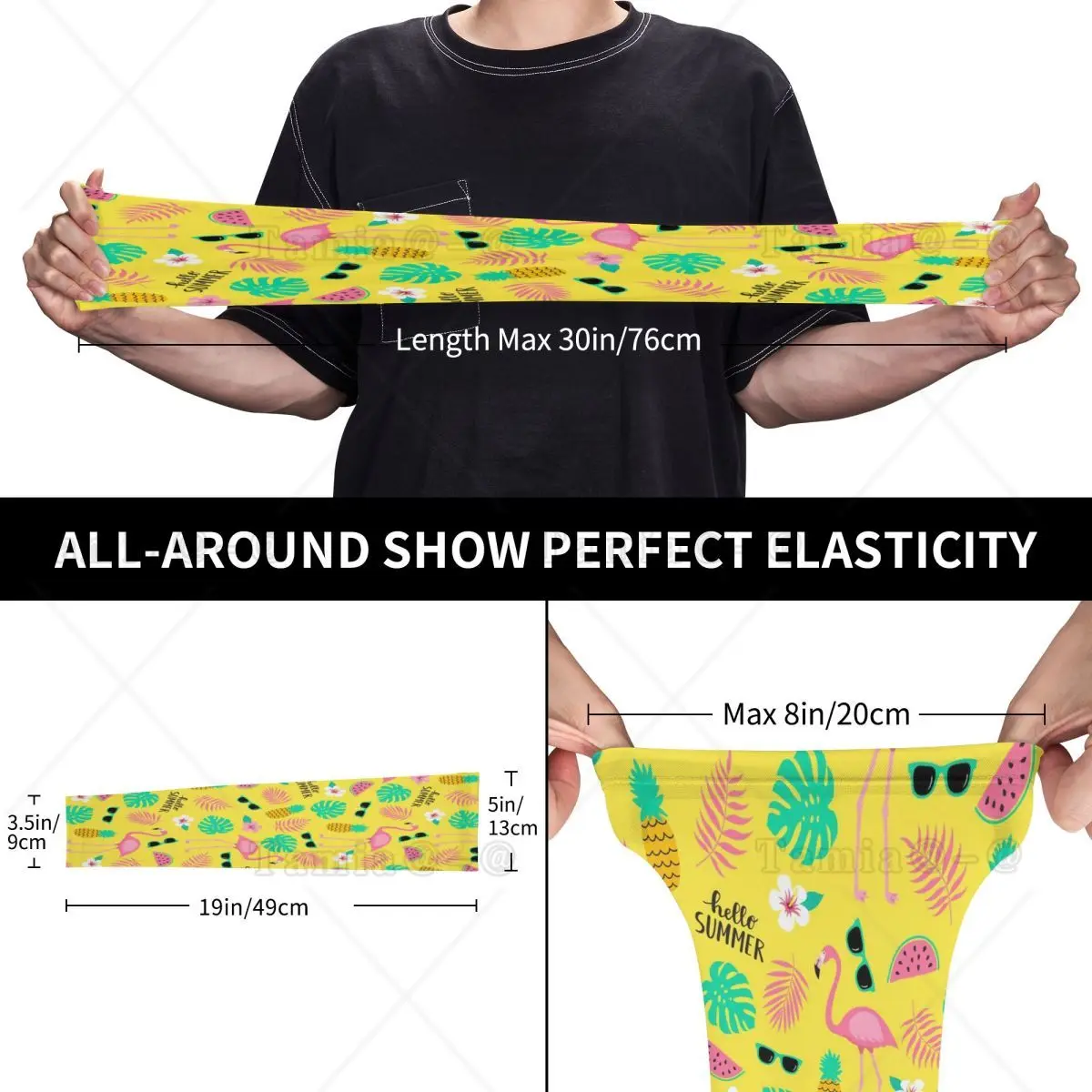 Custom Flamingos Leaves Cooling Arm Sleeves Men Women Athletic Sports Tropical Pineapple Pattern Tattoo Cover Up for Hiking