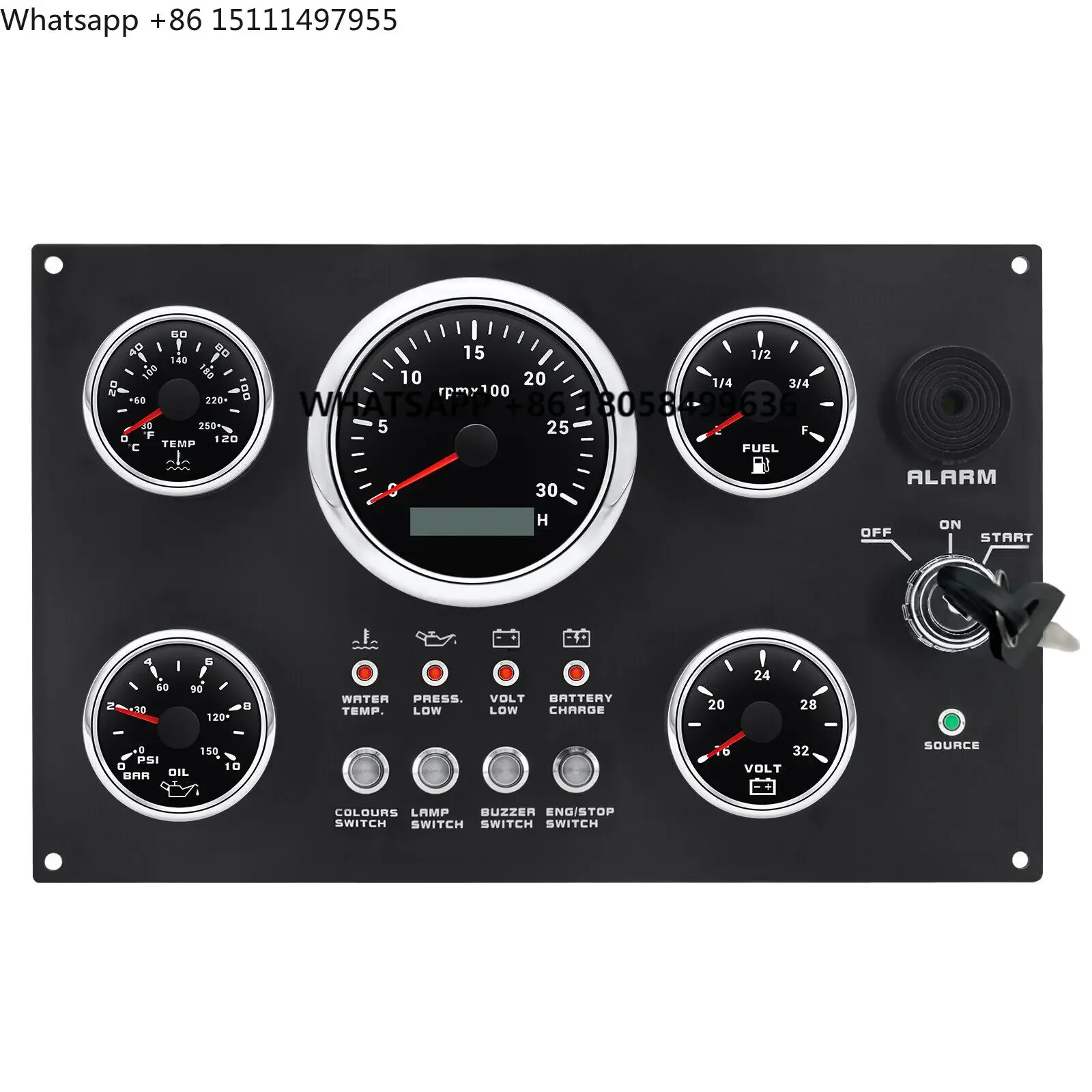 24V Waterproof Marine Instrument Boat Instruments Controller 4 Sensors