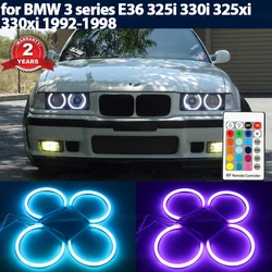 For BMW E36 3 Series with Euro headlights 1992-1998 Car Styling Milk 16 colors RGB LED Angel Eyes  ring Kit