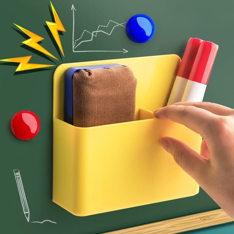Magnetic Fridge Storage Box Transparent Plastic Organizer with Marker Holder for Refrigerator Desk Office School Supplies view 3