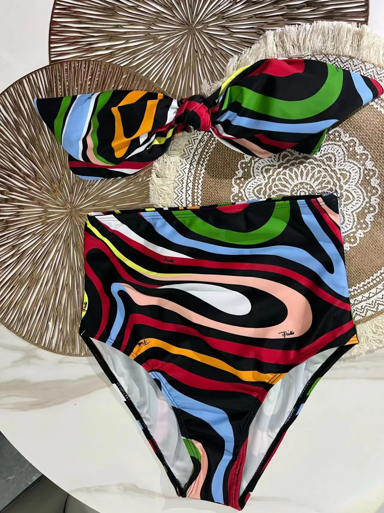 2025 High Waist Bikini Bow Bikinis Women Swimwear With Skirt Beachwear Colorful Bathsuit