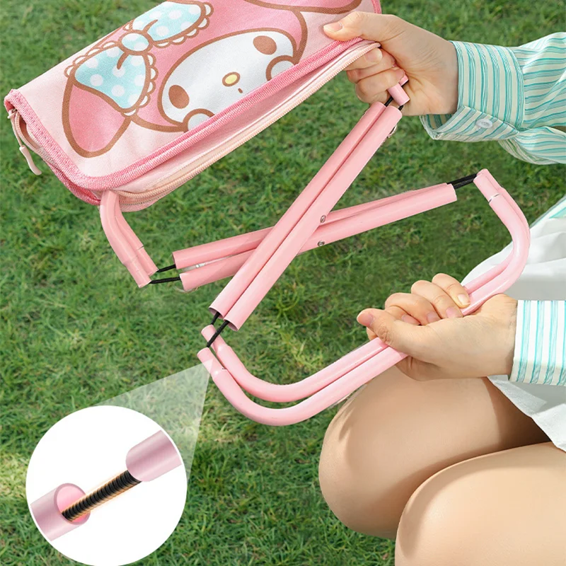 Sanrio mymelody Kuromi Cinnamoroll Cartoon Small  Folding Bench Stool Portable Fishing Chair Outdoor Picnic Folding Bench BBQ - Image 5