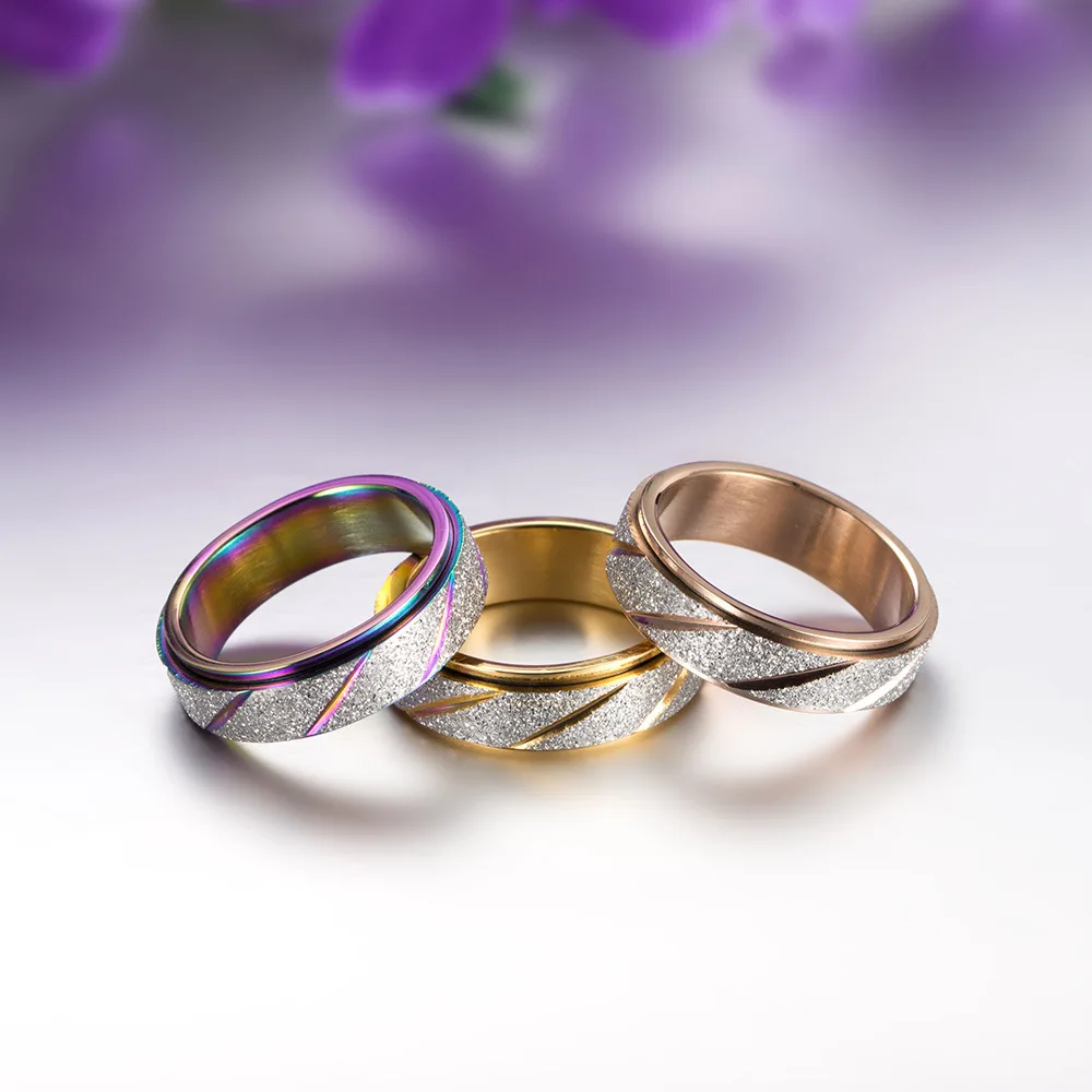 

Hot Selling Stainless Steel Decompression rotatable Ring For Women Men Jewelry Accessories Wholesales Size 6-11