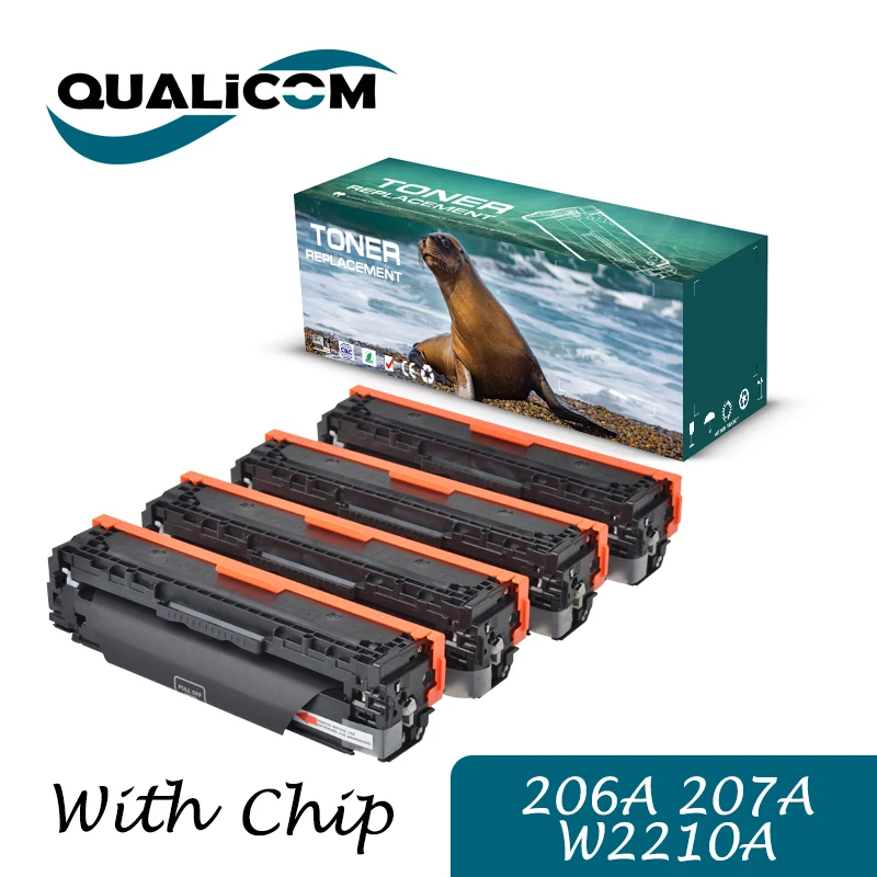 Qualicom 207A 206A W2210 W2110 WIth Chip Toner Cartridge Compatible Replacement for HP Color LaserJet Pro M255dw MFP M282 M283