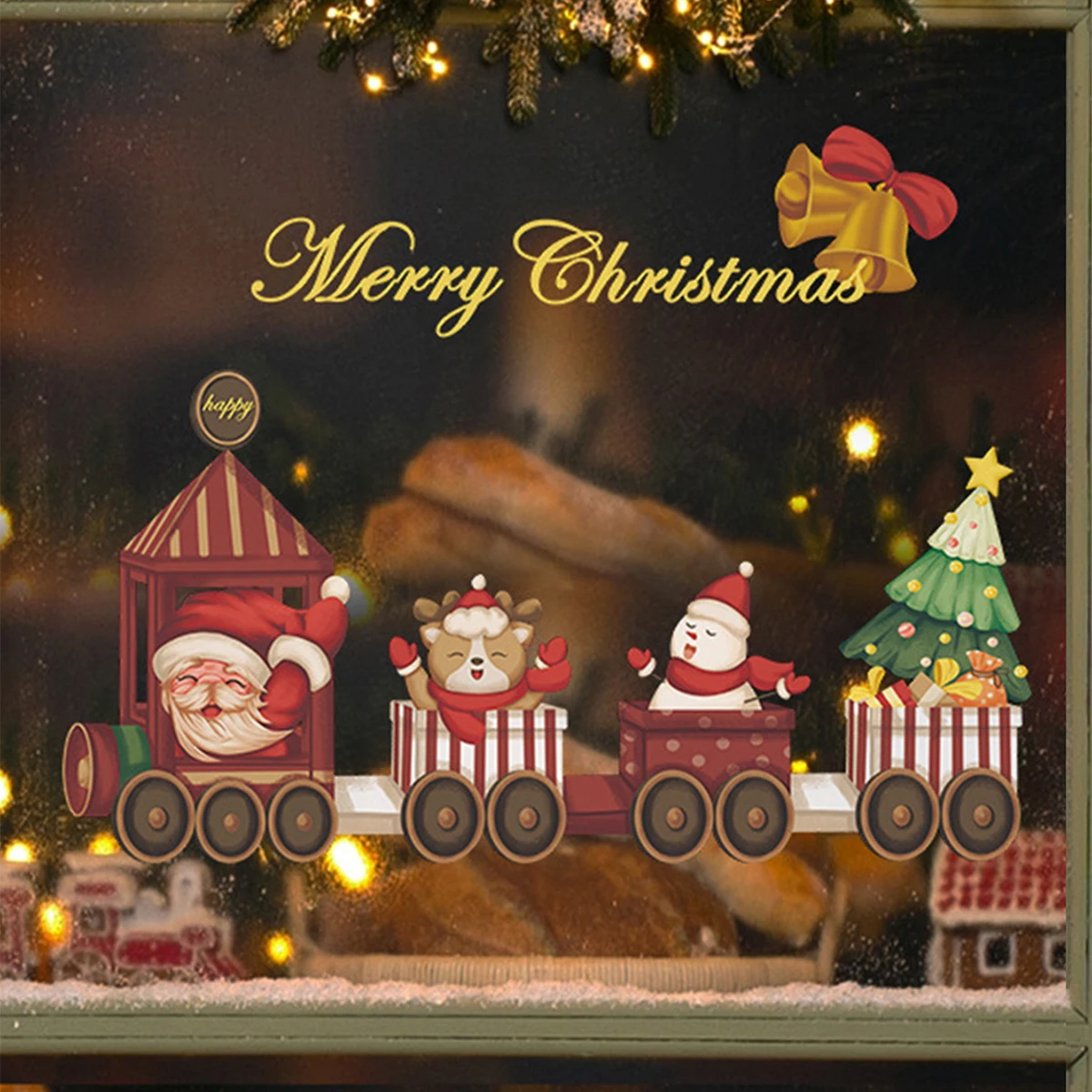 Christmas Window Stickers 2023 Merry Christmas Decorations For Home Christmas Wall Sticker Xmas Gift 2024 New Year Stickers