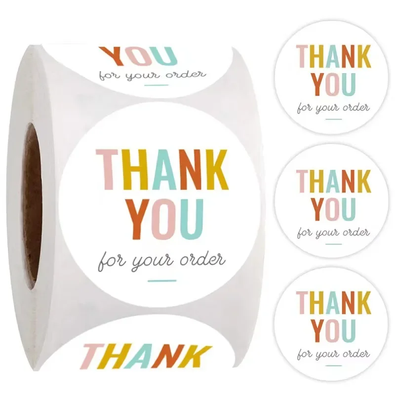 

100-500pcs 2.5cm Colored Sealing Sticker Thank You for Handmade Crafts Decoration Adhesive Label