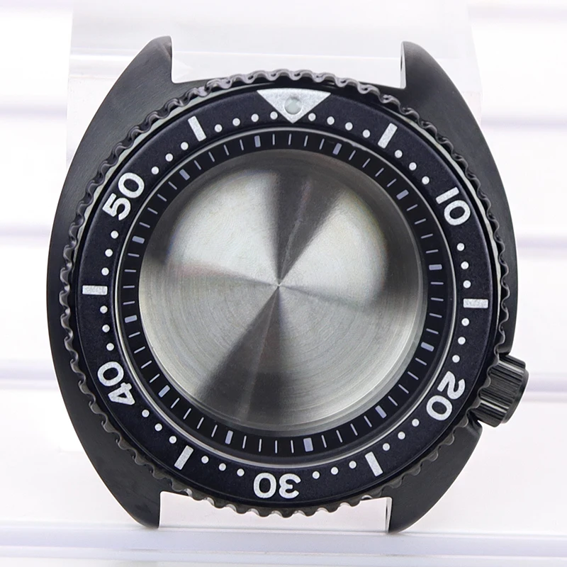 

45mm Black PVD Watch Case With chapters Ring Sapphire Glass For Modified Big Abalone NH35 NH36 NH38/34 4R36 Movement 28.5mm Dial