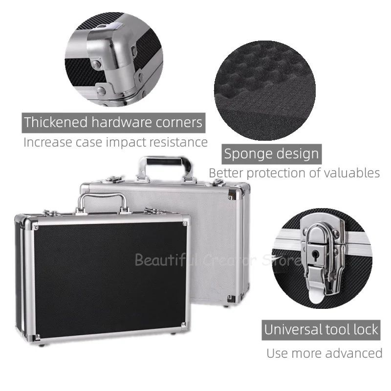 Portable Aluminum Case Tool box Organizer Waterproof Equipment Toolbox Safety Instrument Case Hardware Storage Box with Sponge