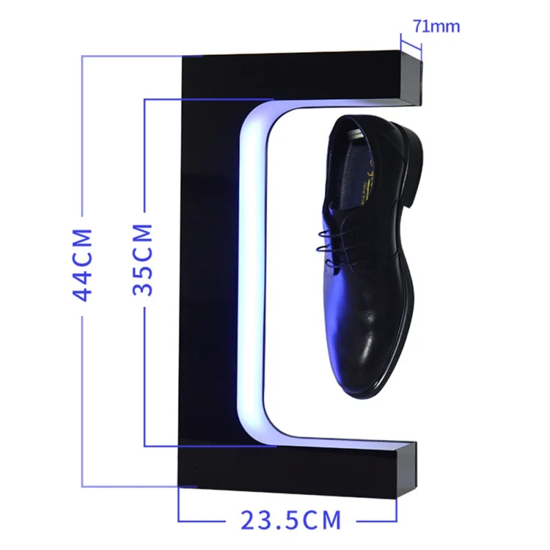 Rotating Luminous Acrylic Magnetic Suspension Shoes Showing Stand