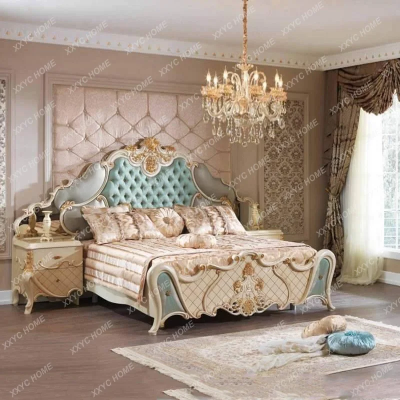 

Retro Antique Finish French Court Luxury Classical Bedroom Double Bed