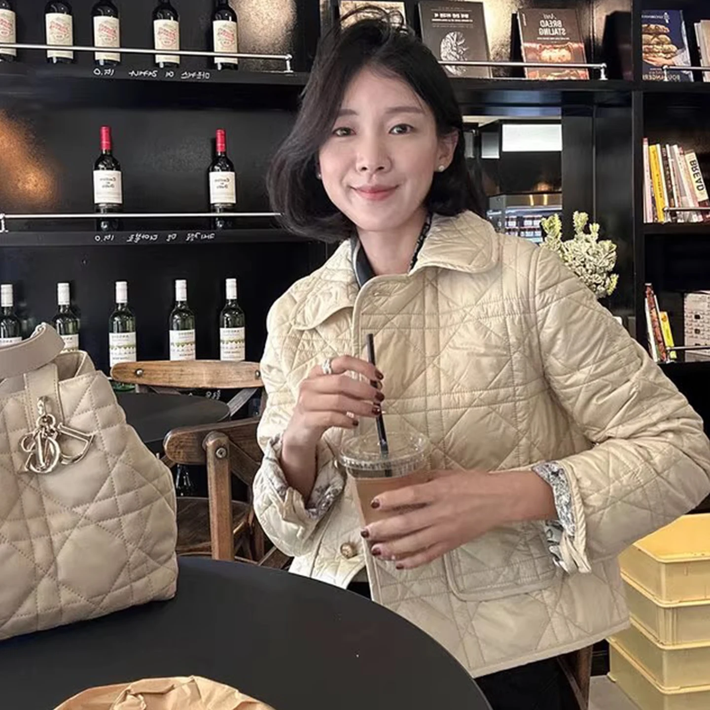 

Женское зимнее новое универсальное теплое хлопковое пальто в стиле ретро с воротником-стойкой и ромбовидным узором Thiened ort Cotton