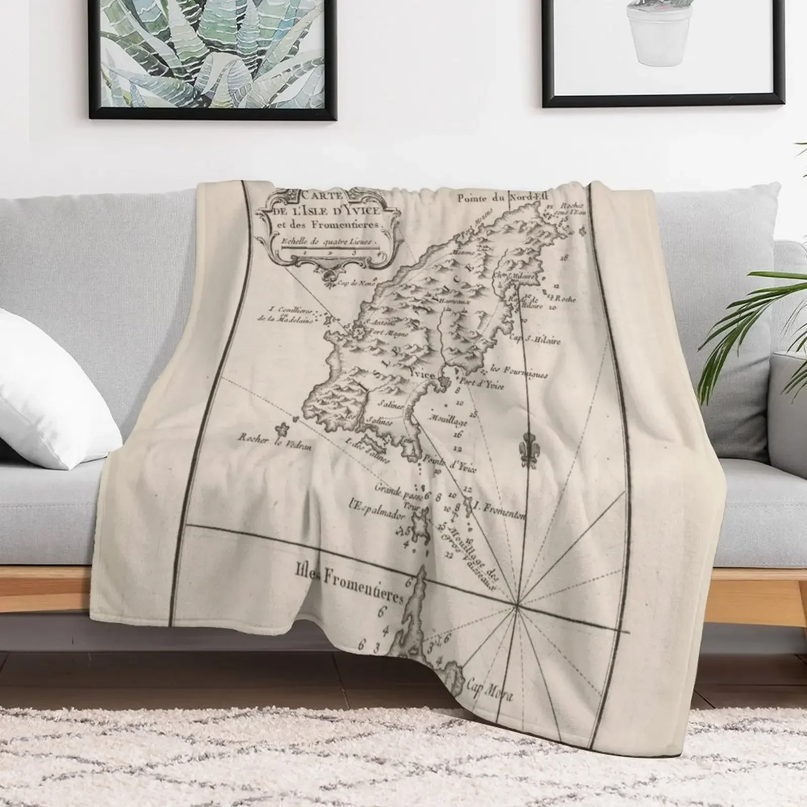 

Vintage Ibiza Spain Map (1764) Throw Blanket For Decorative Sofa warm winter Blankets