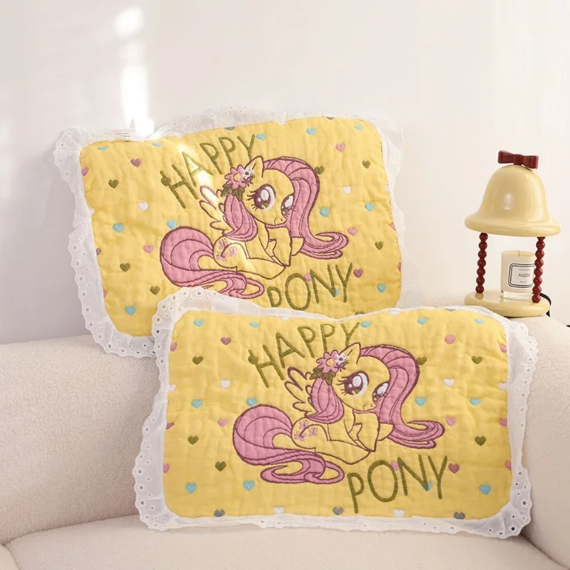 My Little Pony Cartoon Cute Lace Children's Pure Cotton Gauze Pillow Cover High-end Soft Skin-friendly Thickened Cotton Cover