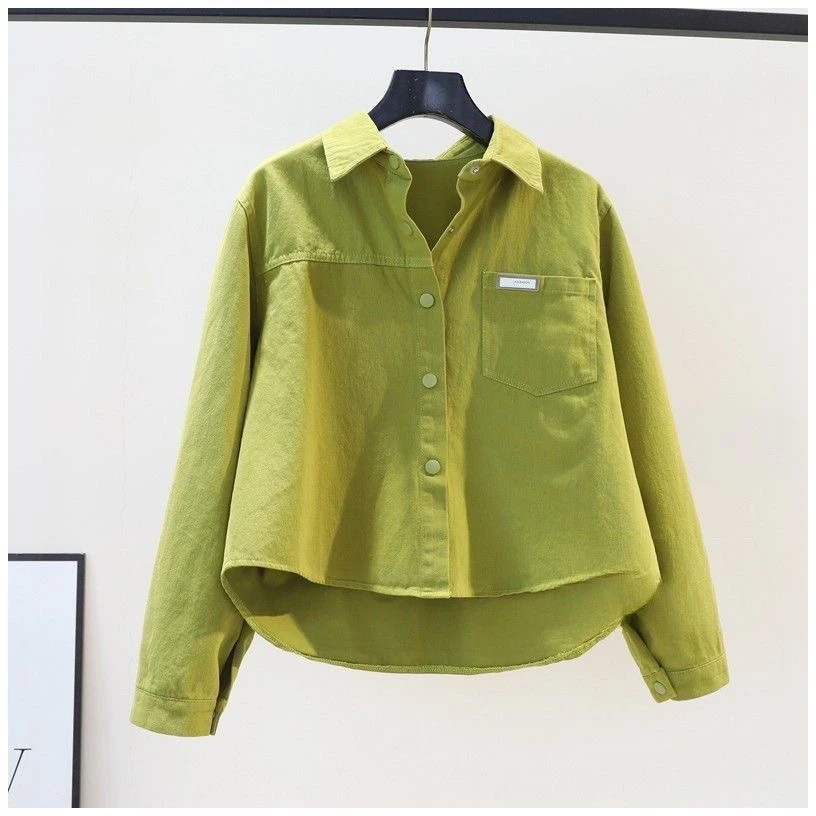 

ort женский irt Avocado een корейский свободный крой из хлопка однотонного цвета на пуговицах летний модный топ