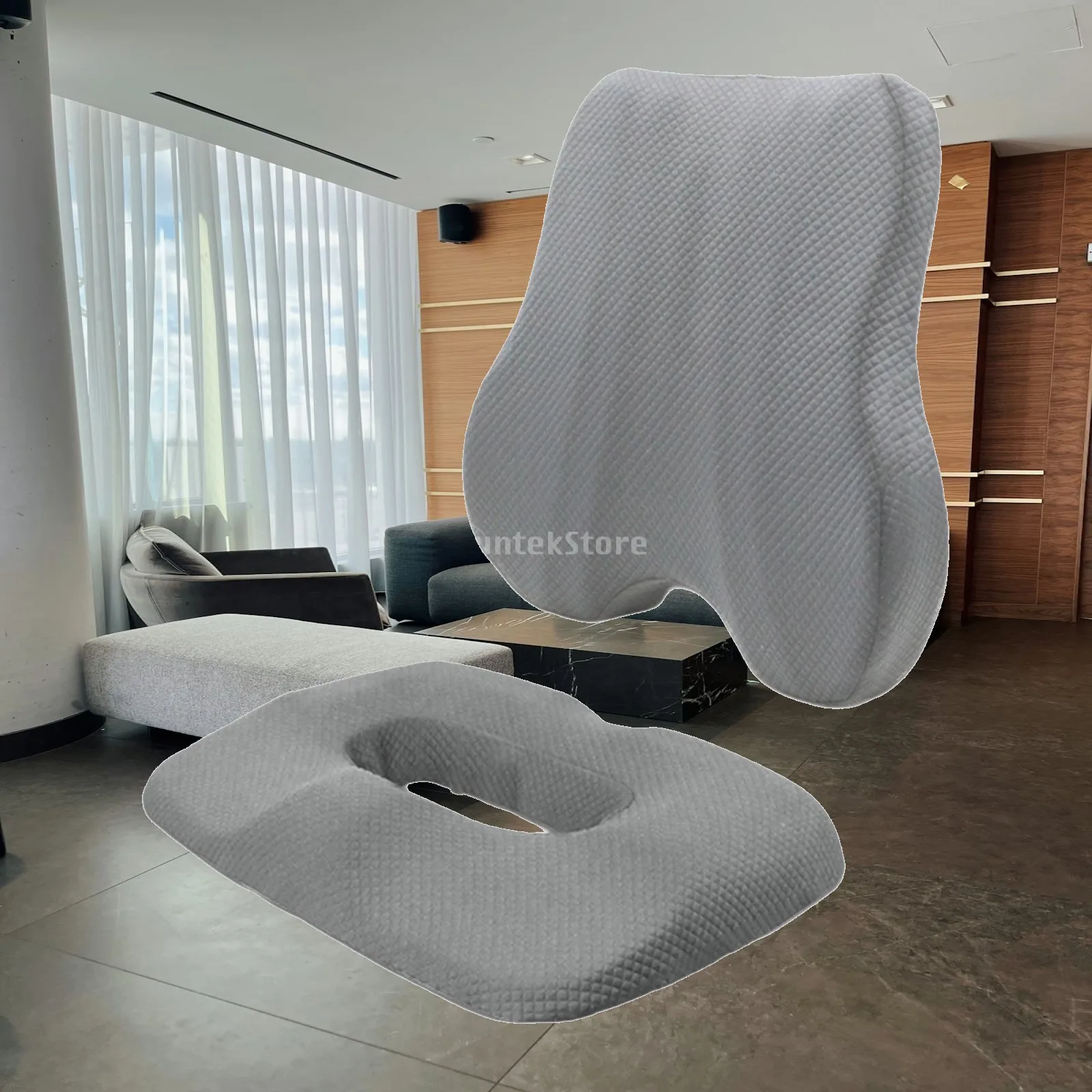 Polyester Fiber Seat Cushion Backrest Pillow Ergonomic Design for Desk Chair Home Office Car