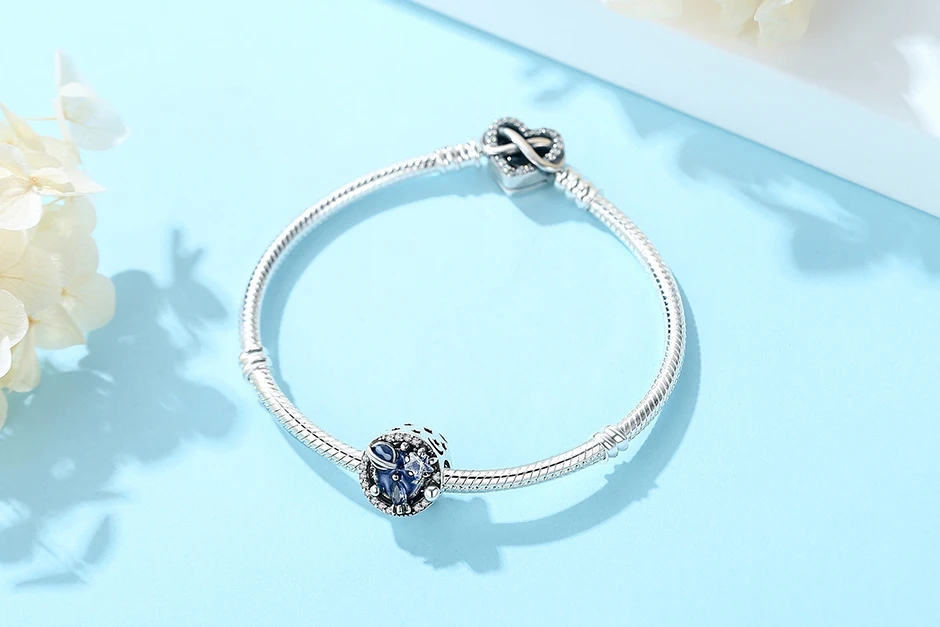 Original 925 Sterling Silber Charms Stern Mond Sonne Astronaut Anhänger Perlen Passend für Marken-Armbänder Halsketten Damen DIY Schmuck – Detail 2