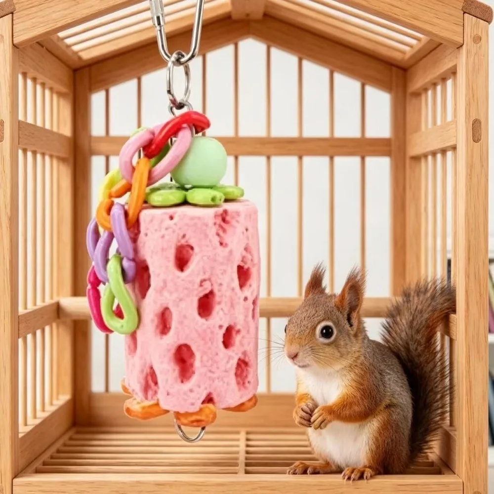 Colorful Parrot Chewing Toys Hanging Interactive Hamster Grinding Stone Bite Resistant Mouth Molar String Parrot Cage