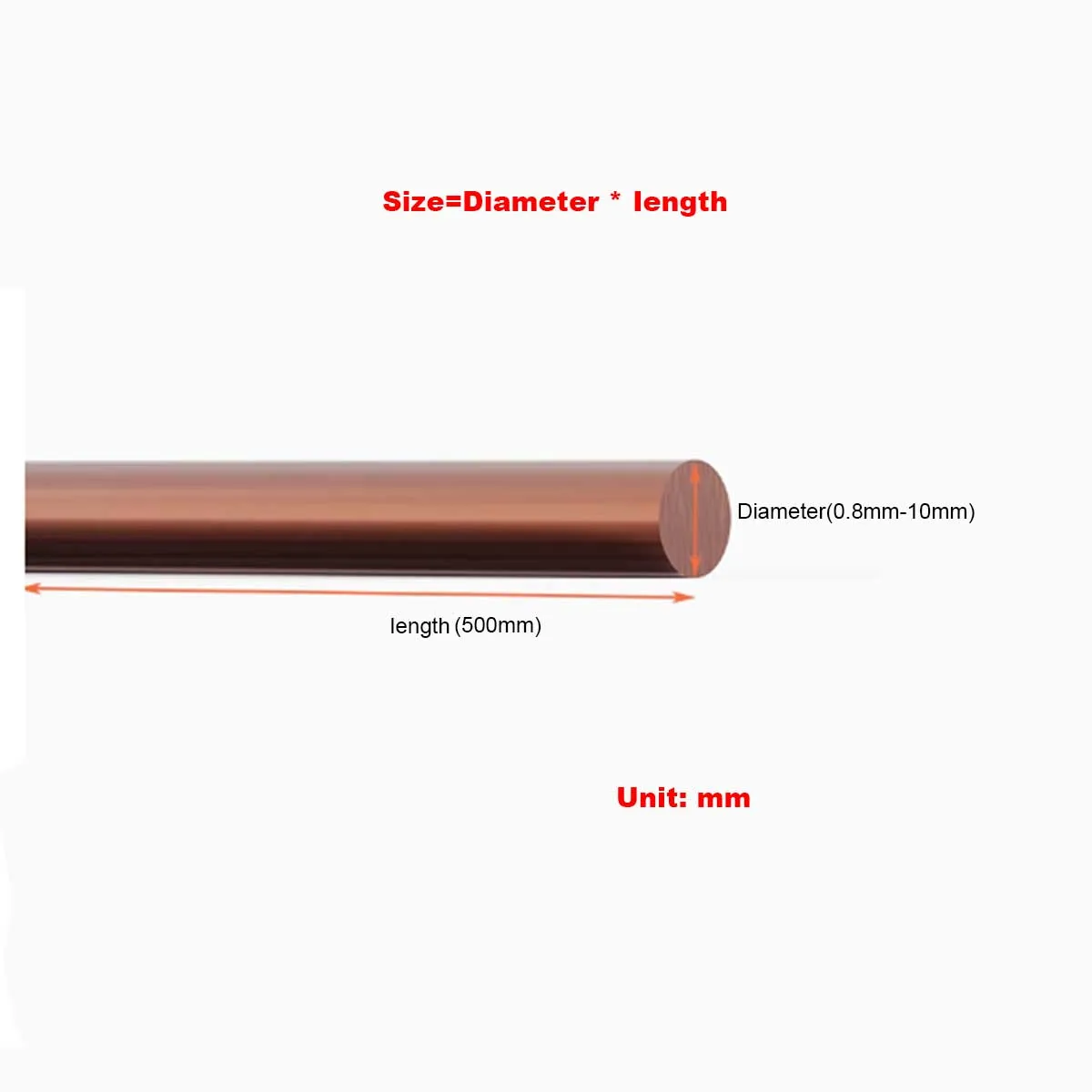 

T2 Purple Copper Rod Red Copper Rod Solid Thin Cylinder 1 1.2 1.5 1.6 1.8 2 2.5 3mm Electrode Rod