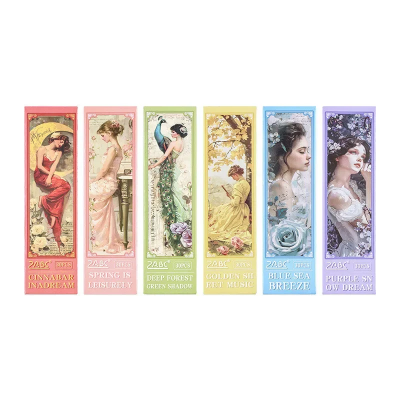 30 Pcs/box Girl Bookmarks Romantic Series Creative Hand Account DIY Decor Stationery Student Office Supplies