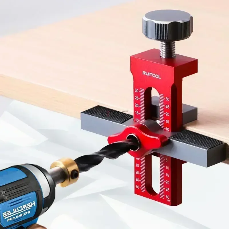 Closet Door Panel Mounting Jig Rebounder Drilling Install Clamp 10mm Pocket Doweling Punched Guide Locator Set Mounting Template