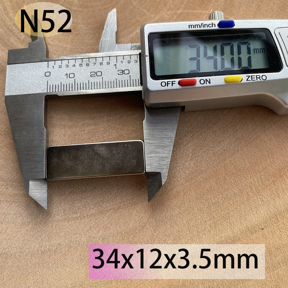 N52 34x12x3.5mm NdFeB Block Neodymium 34x12mm Booster Super Strong Permanent Magnetic  Bar Standard Motor Magnets Customised