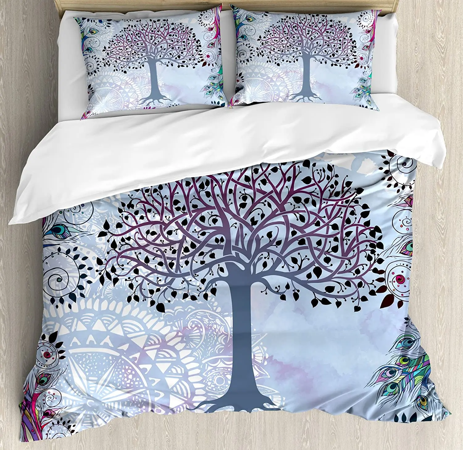 

Peacock Bedding Set Peacock Tail Feathers Tropical Exotic A 3pcs Duvet Cover Set Bed Set Quilt Cover Pillow Case Comforter Cover