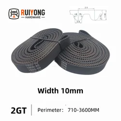 GT2 2GT Timing Belt Pitch 2mm Width 10mm Closed Rubber Drive Belts Perimeter 710-3600MM 3D printed parts