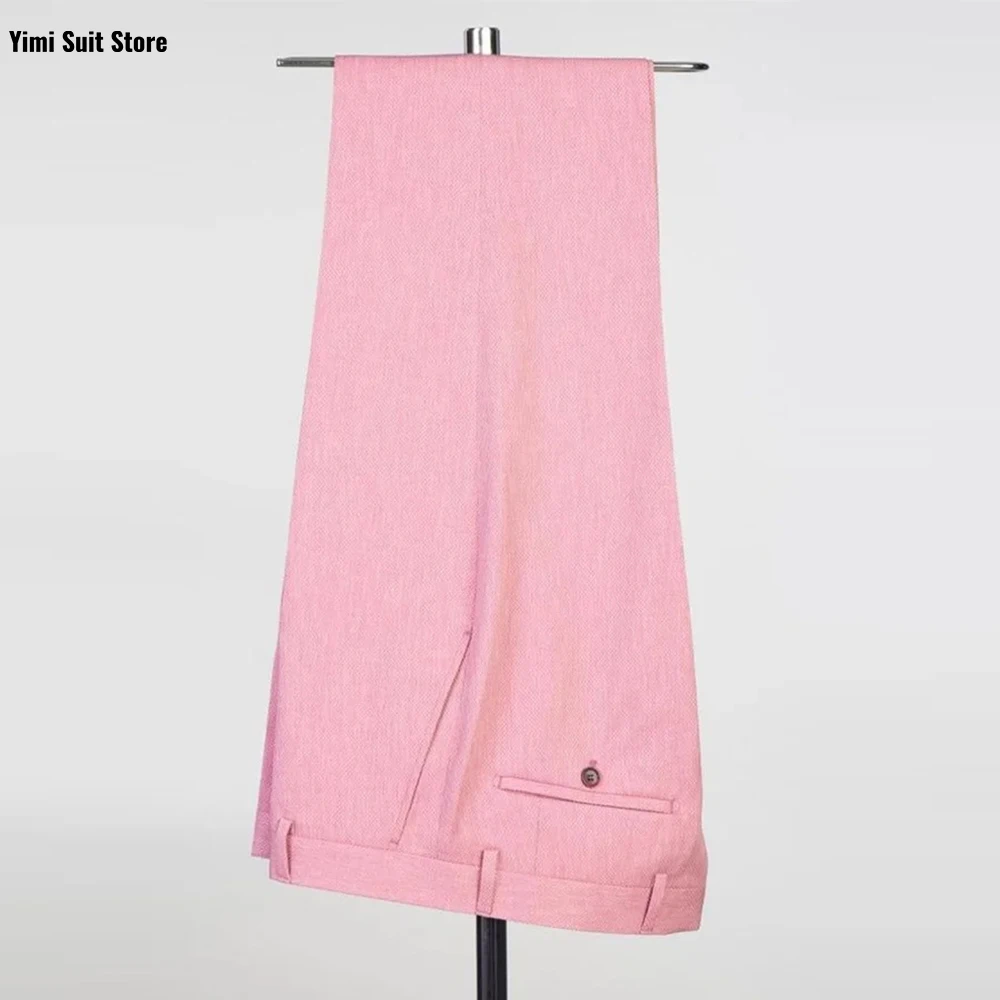 YiMinpwp Pink Men's Suit Wedding Groom Suit One Button Satin 2 Piece Set Handmade Formal Event Tailored Single Coat XS-5XL