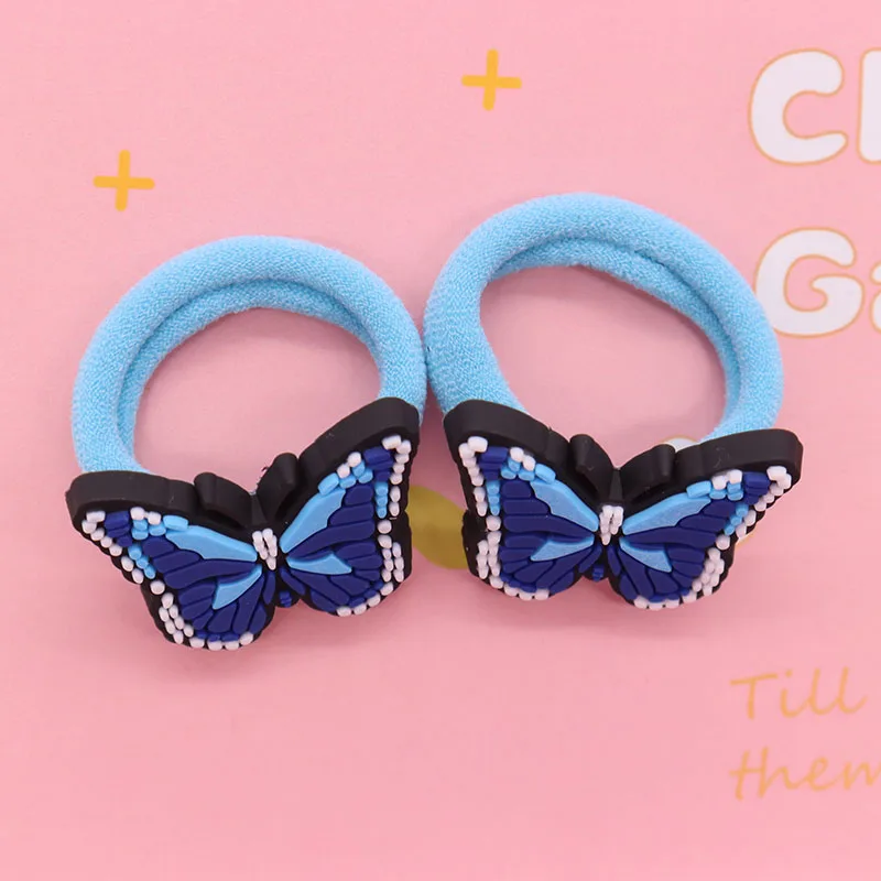 2Pcs/Set Kawaii Cartoon Animal Butterfly Headband Scrunchie Children\'s Elastic Bands For Girl Hair Accessorie Holiday Gift