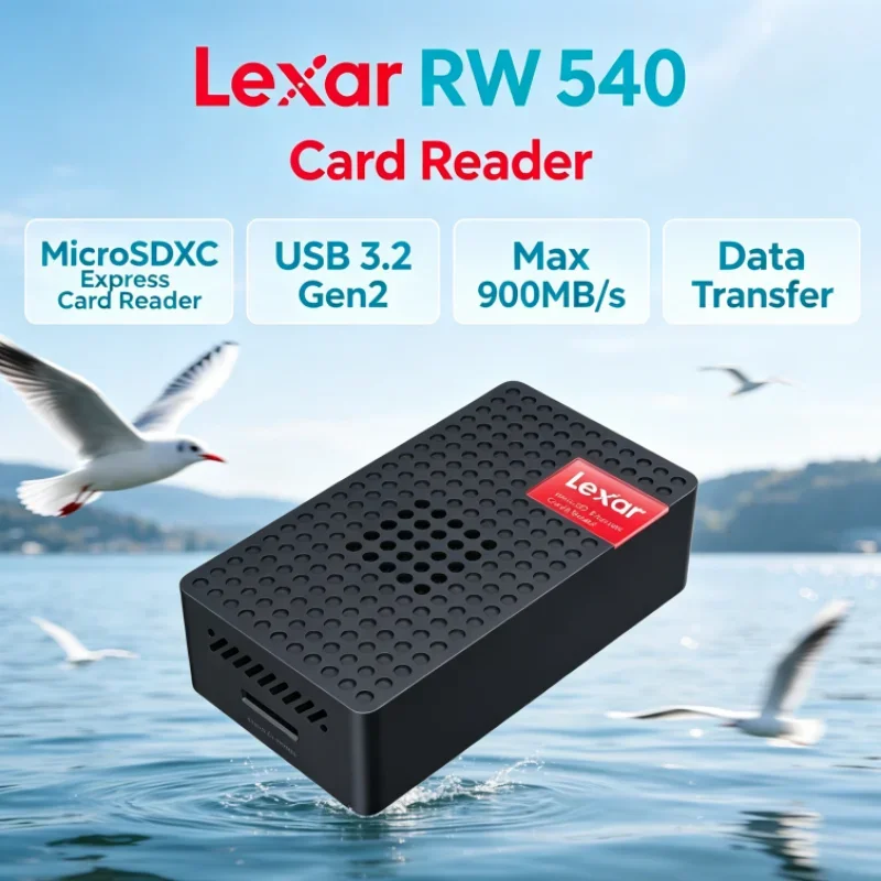 Lexar MicroSDXC Express Card Reader RW540 Built-in Fan UHS-I UHS-II PLAY PRO MicroSD Card Reader for Switch 2 Data Transfer
