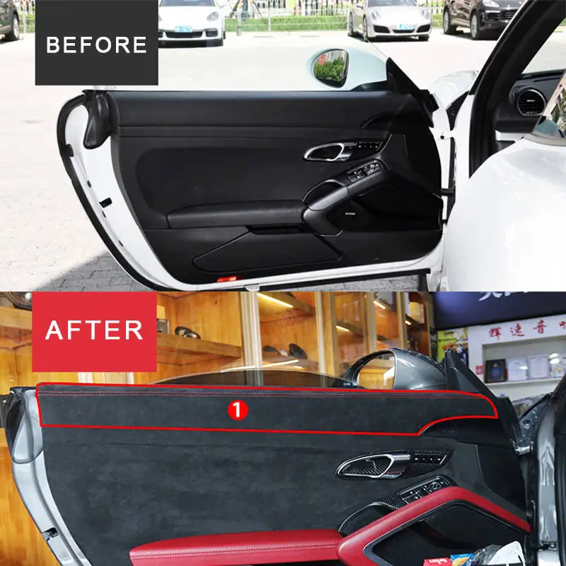 

LS AUTO Custom Alcantara Car Door Panel Upper Cover for Porsche 911 2014-2018 718 2016-2019 Interior Modification Accessories