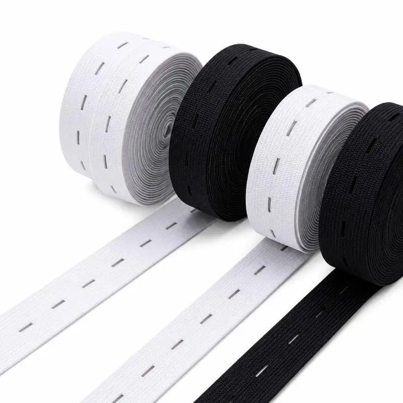 DIY Nähzubehör 5 Meter 15mm 20mm 25mm Knopfloch-Gummiband Weiß Schwarz Verstellbares Knopfloch-Taillenband – Detail 2