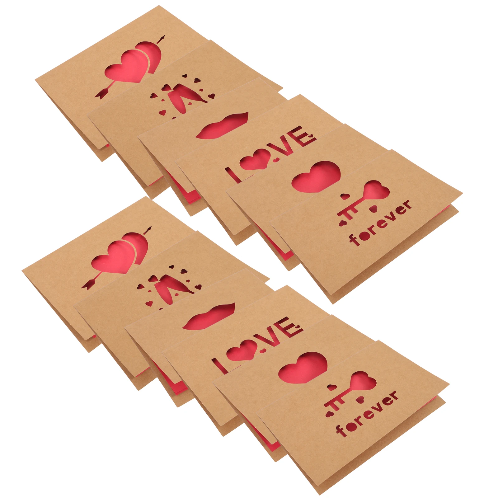 

12pcs Heart Shaped Greeting Cute Valentine's Day Cards for Adults Bulk Light Brown Paper Valentines Day Gift for Lover