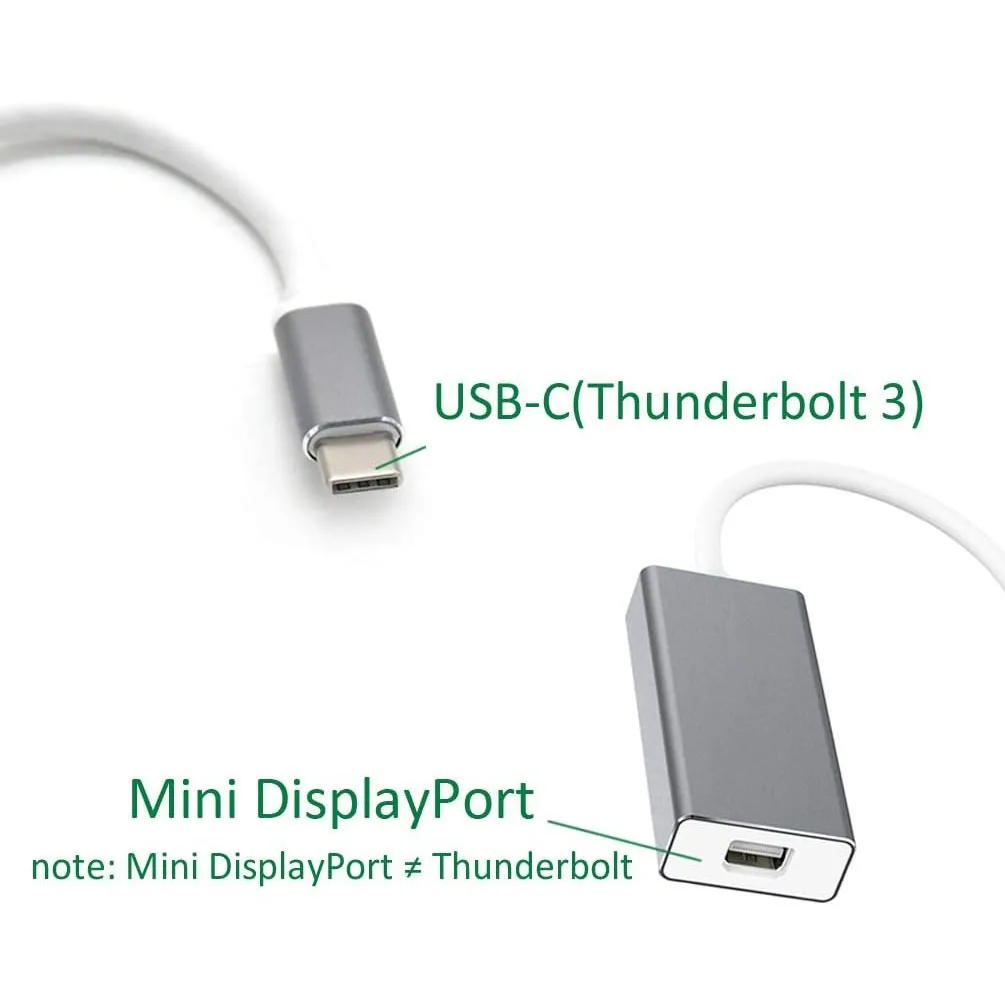 4K USB-C Thunderbolt 3 to Mini DisplayPort Adapter Type C to Mini Display Port Cable Adapter for MacBook Pro iMac Cinema Display