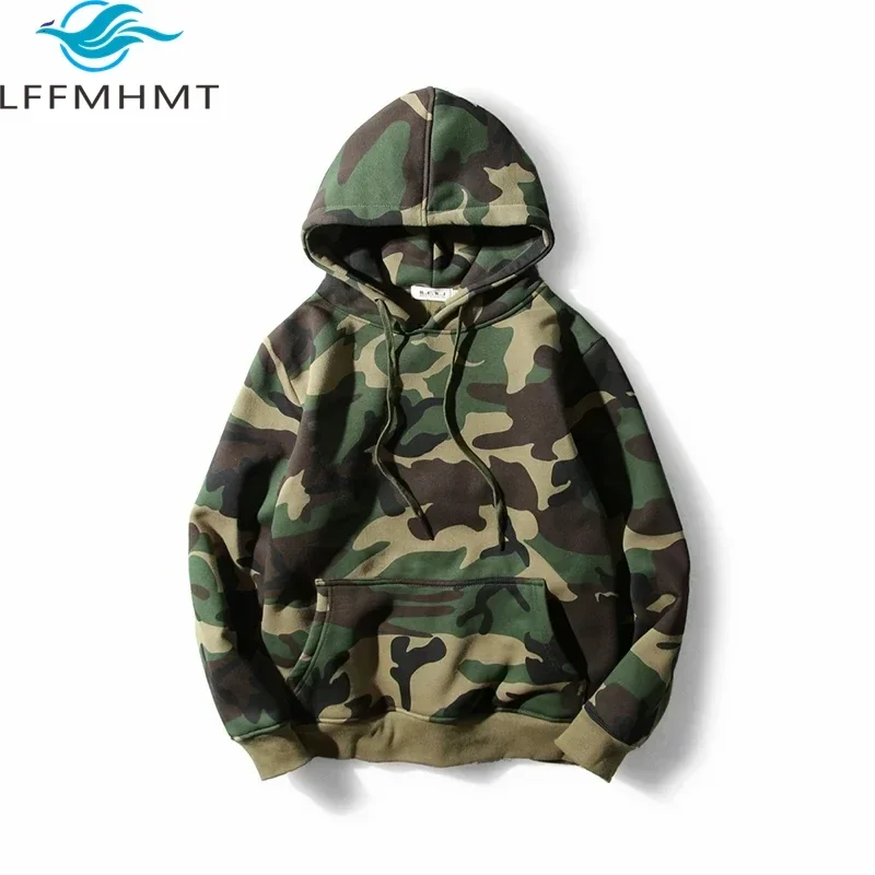 S-5XL Plus Size Men\'s  Style Camouflage Hoodie Spring Fall Fashion Casual Loose Hooded Long Sleeve Thicken Fleece Coats