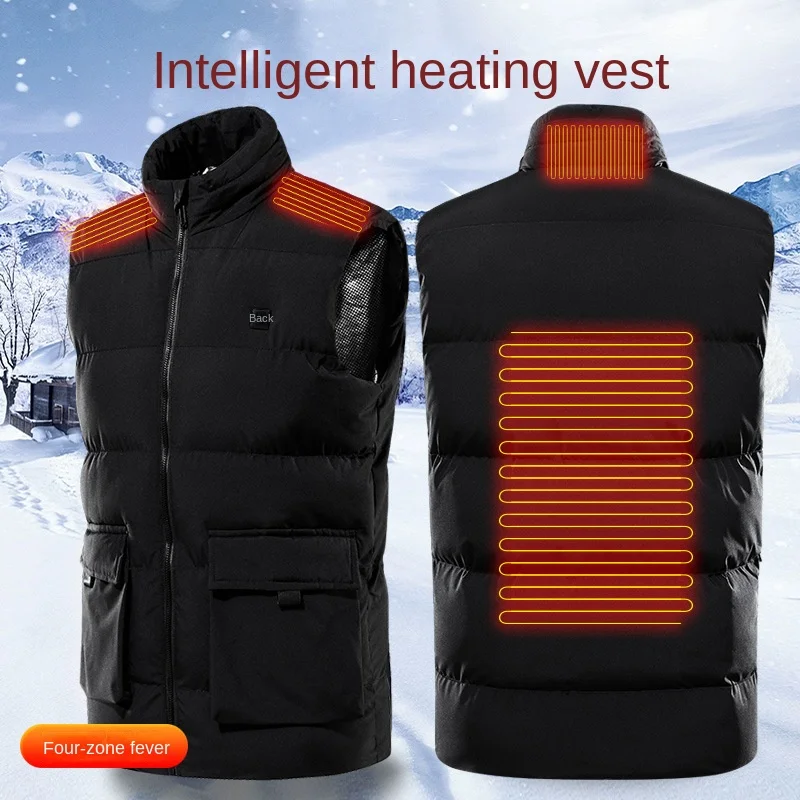 Cross-Border Dedicated Winter Electric Heating Vest Sports Leisure Warm Smart Heating Vest Spot Four Zones Heating