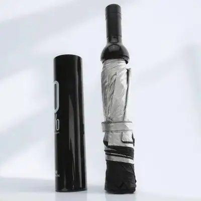 

Wine Bottle Umbrella Black 5Cm*30.5Cm Foldable Waterproof Uv Protection Rain Sun Umbrella For Outdoor Travel Beach Compact