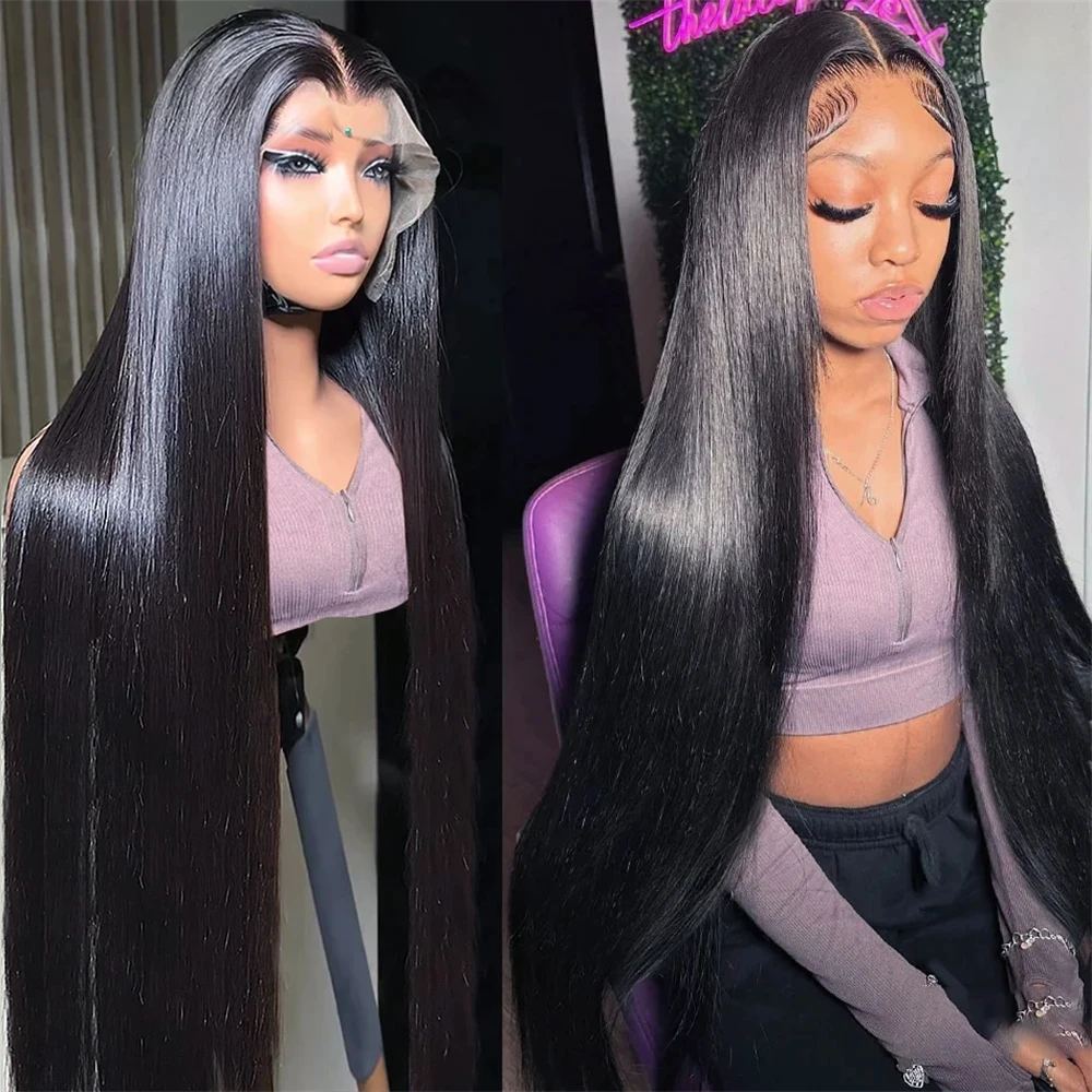 

200 Density Full Lace Frontal Wig 4x4 Silky Straight 100% Human Hair Lace Frontal Wig PrePlucked 13x4 Transparent Lace Front Wig