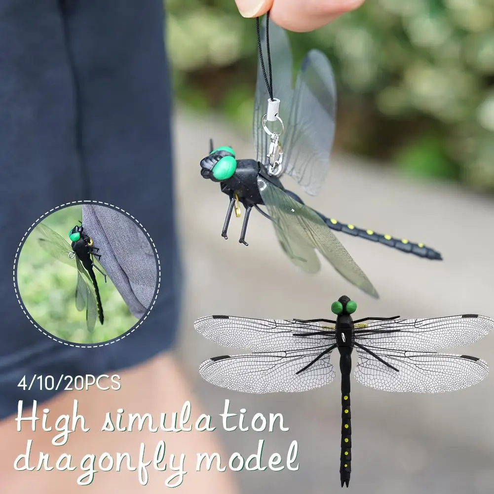 4/10 Pcs High Simulation Dragonfly Insect Model Mosquito Repellent Indoor Outdoor Hanging Ornaments Home Decoration